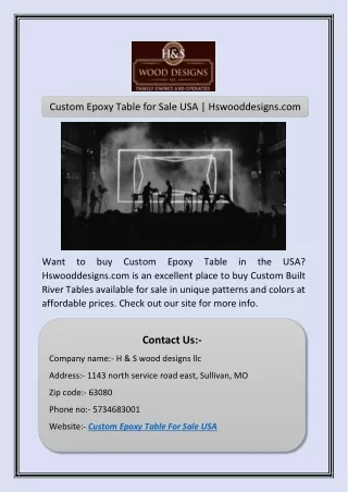 Custom Epoxy Table for Sale USA | Hswooddesigns.com
