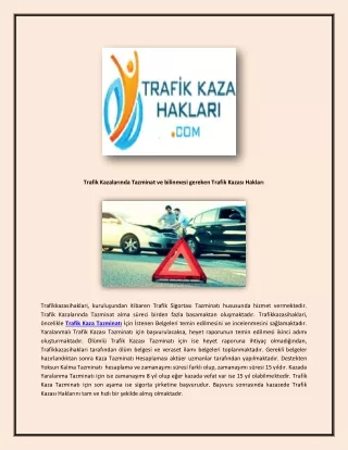 Trafik Kazalarında Tazminat - trafikkazasihaklari.com