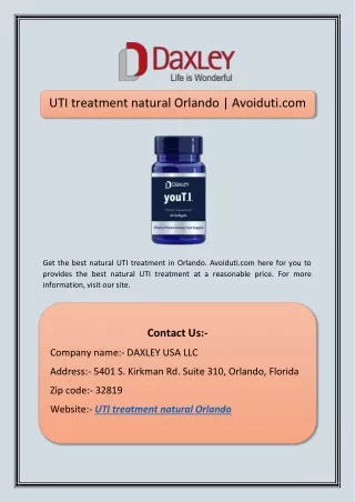 UTI treatment natural Orlando | Avoiduti.com