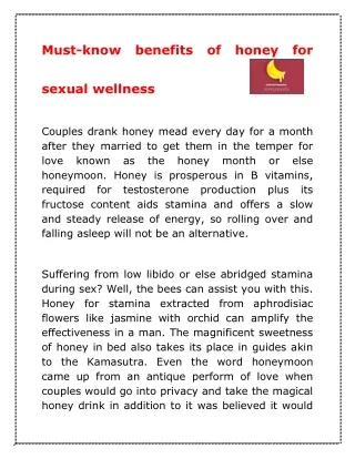 Must-know benefits of honey for sexual wellness