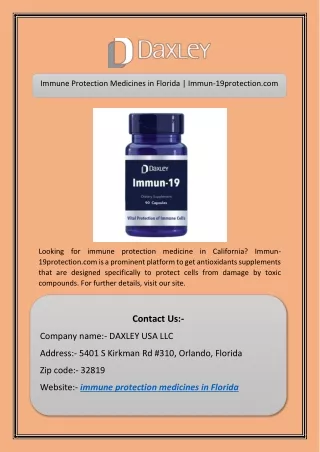 Immune Protection Medicines in Florida | Immun-19protection.com