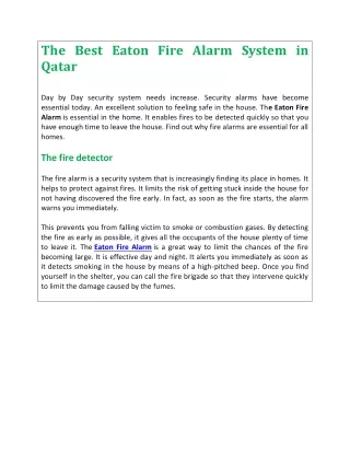 Best Eaton Fire Alarm System in Qatar