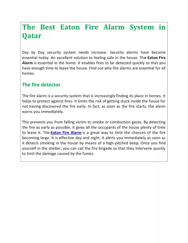 the best eaton fire alarm system in qatar