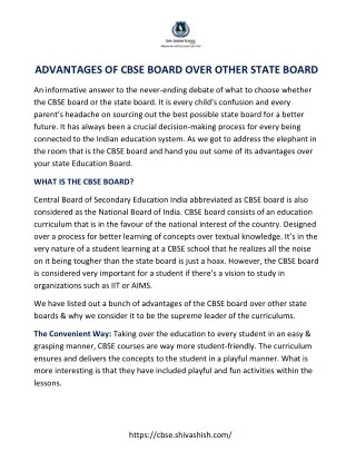 Advantages Of CBSE Board Over Other State Board