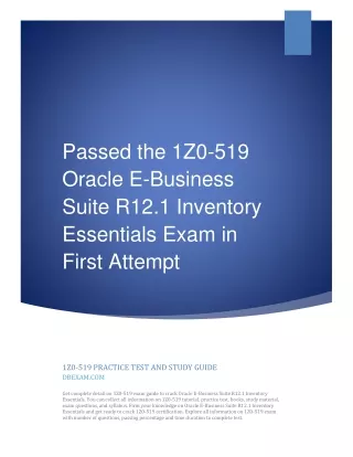 passed the 1z0 519 oracle e business suite