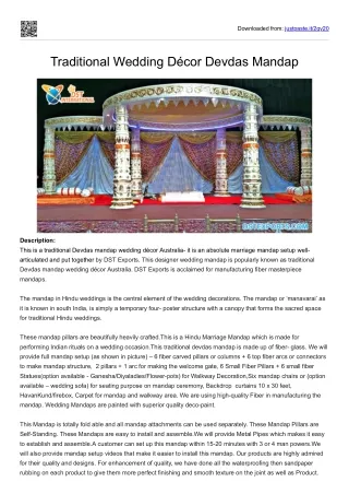 Traditional Wedding Decor Devdas Mandap Australia