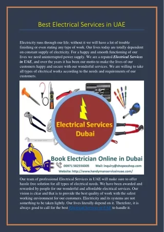 Electrical Services in UAE