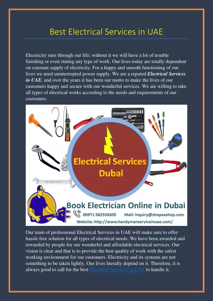 best electrical services in uae