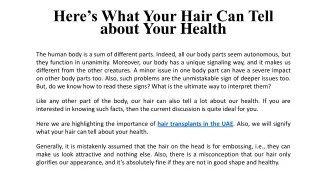 Here’s What Your Hair Can Tell about Your Health