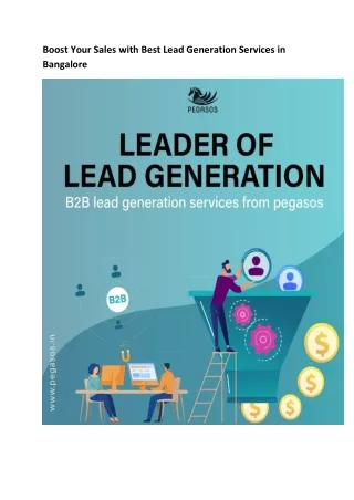 Boost Your Sales with Best Lead Generation Services in Bangalore