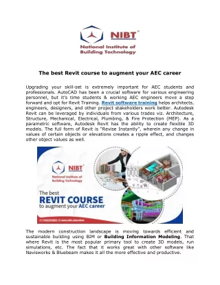 the best revit course to augment your aec career