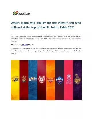 which teams will qualify for the playoff