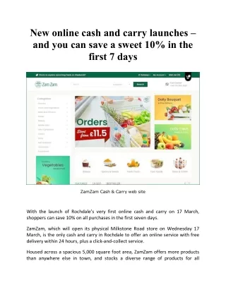 New online cash and carry launches – and you can save a sweet 10% in the first 7 days
