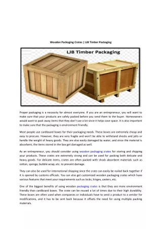 Wooden Packaging Crates | LJB Timber Packaging