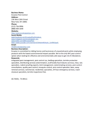 business name ecowise pest control address