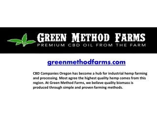Pure Natural CBD Products | greenmethodfarms.com