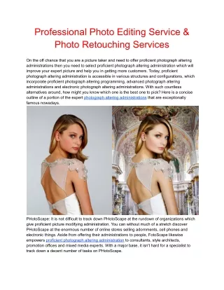 Professional Photo Editing Service & Photo Retouching Services