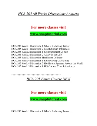 HCA 205 Exciting Teaching / snaptutorial.com