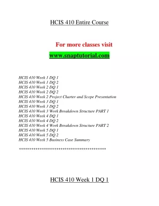 HCIS 410 Exciting Teaching / snaptutorial.com
