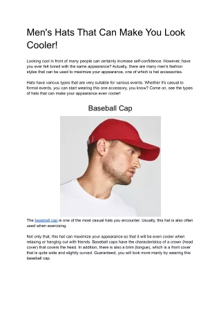 Men's Hats That Can Make You Look Cooler!