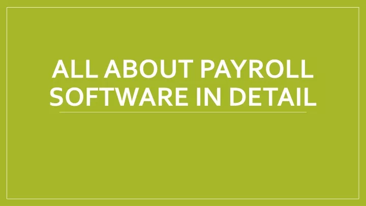 all about payroll software in detail