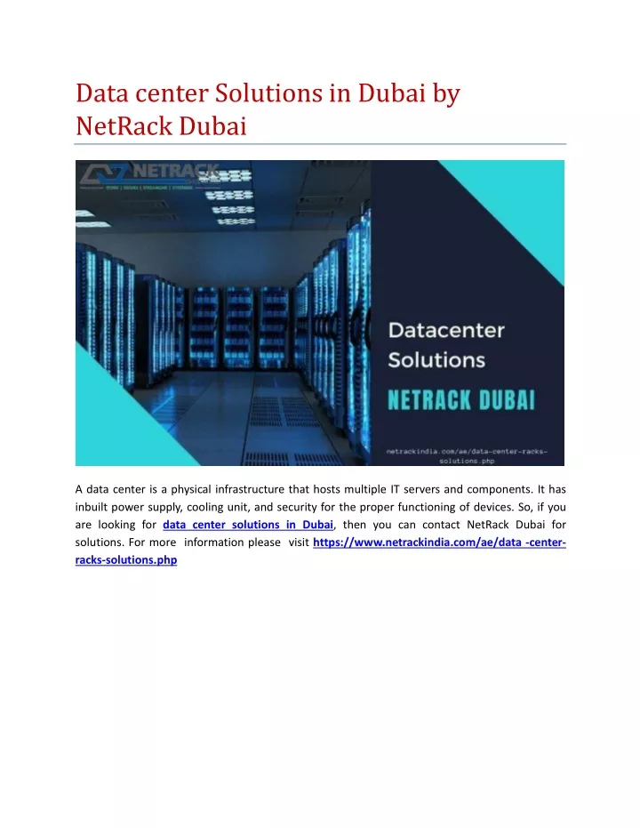 data center solutions in dubai by netrack dubai