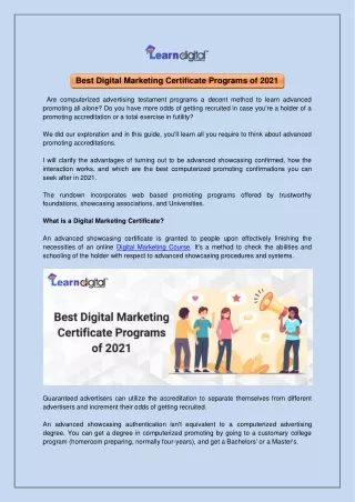 Best Digital Marketing Certificate Programs of 2021