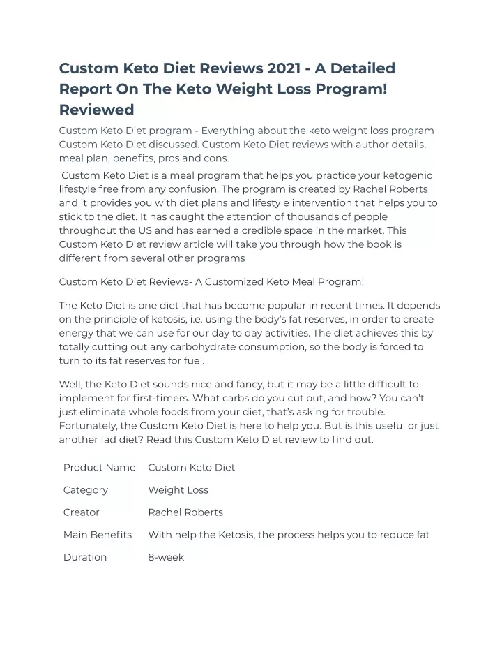 custom keto diet reviews 2021 a detailed report