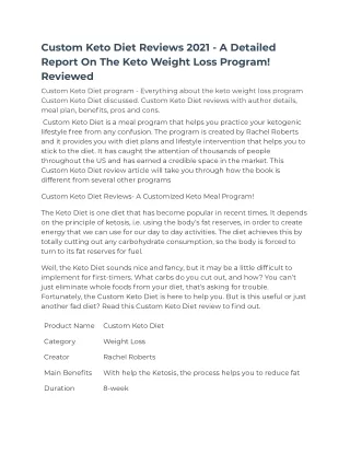 custom keto diet reviews 2021 a detailed report