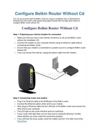 configure belkin router without cd