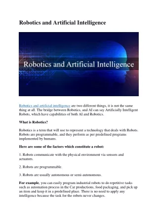 robotics and artificial intelligence