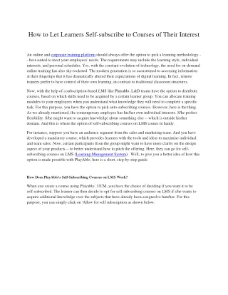 how to let learners self subscribe to courses