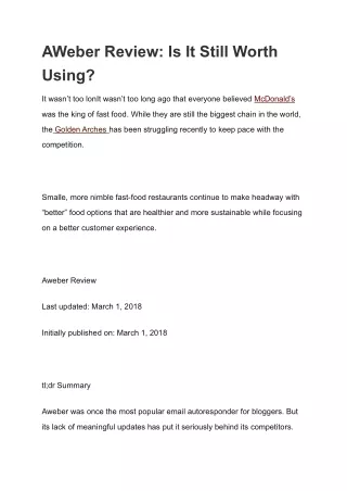 aweber review is it still worth using