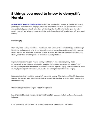 5 things you need to know to demystify hernia