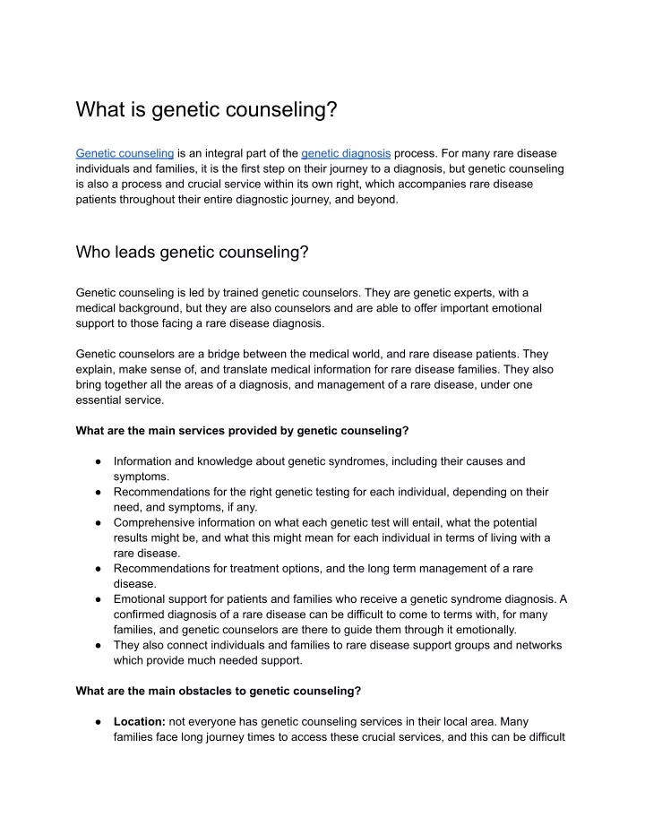 what is genetic counseling