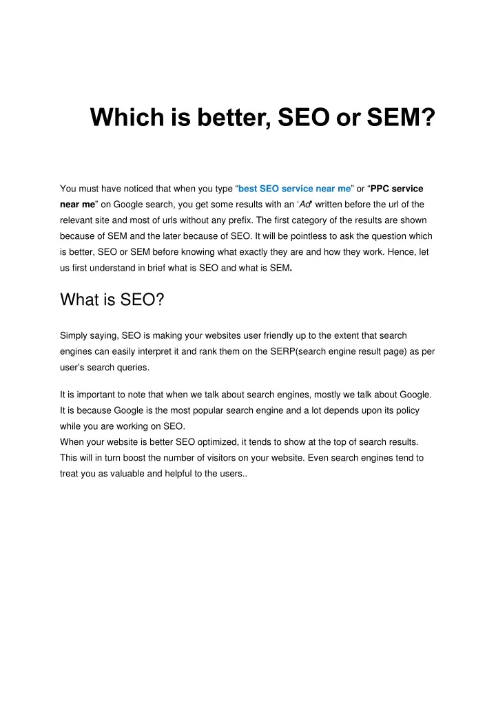 which is better seo or sem