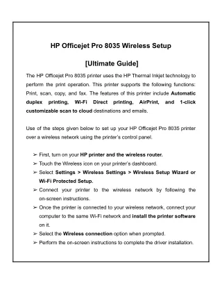 HP Officejet Pro 8035 Wireless Setup  [Ultimate Guide]