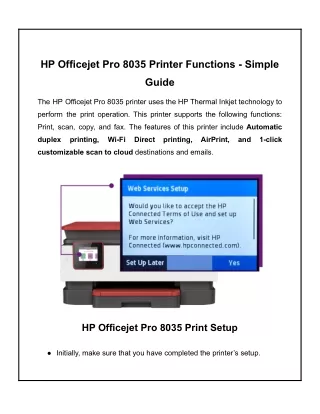 HP Officejet Pro 8035 Printer Functions - Simple Guide
