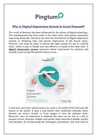 Why is Digital Impression System in Great Demand?