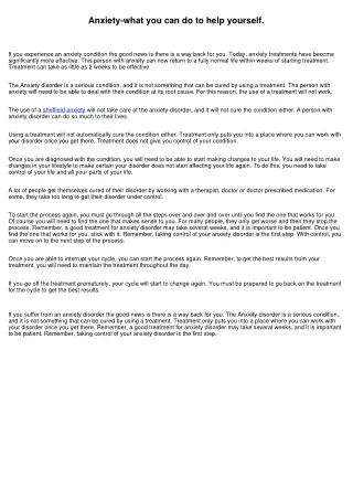 anxiety what you can do to help yourself