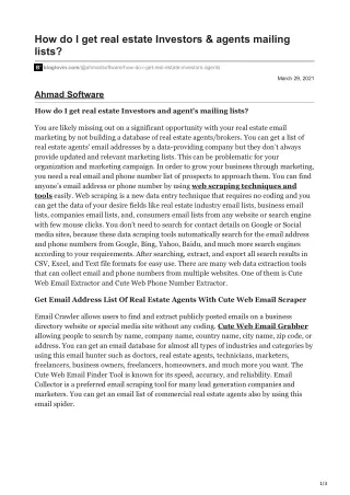 how do i get real estate investors agents mailing