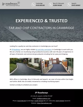 EXPERIENCED & TRUSTED TAR AND CHIP CONTRACTORS IN CAMBRIDGE