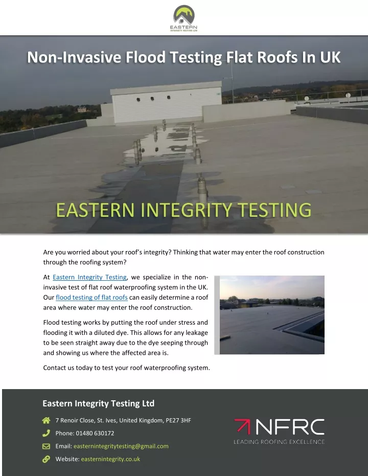 non invasive flood testing flat roofs in uk