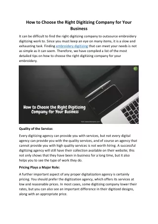 how to choose the right digitizing company