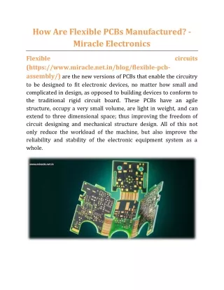 how are flexible pcbs manufactured miracle
