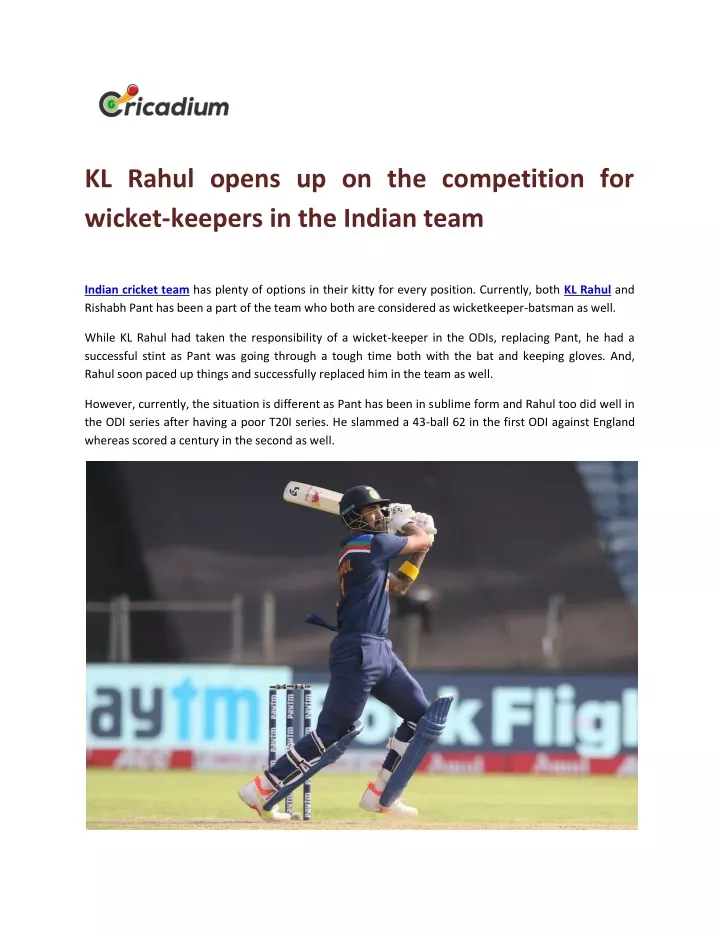 kl rahul opens up on the competition for wicket