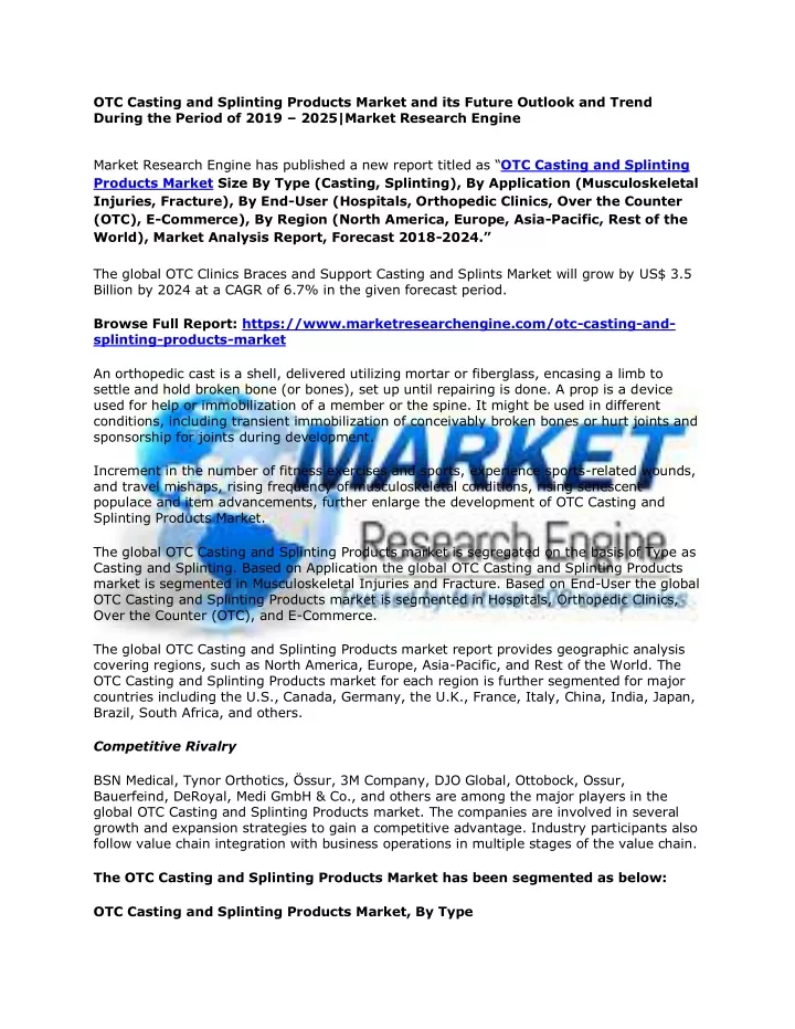 otc casting and splinting products market