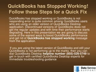 quickbooks has stopped working follow these steps for a quick fix