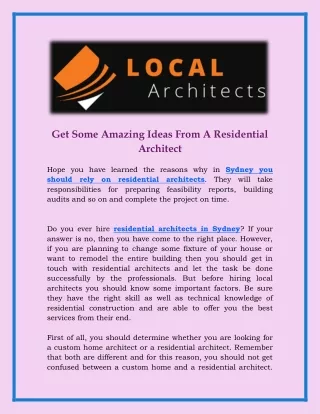Get Some Amazing Ideas From A Residential Architect