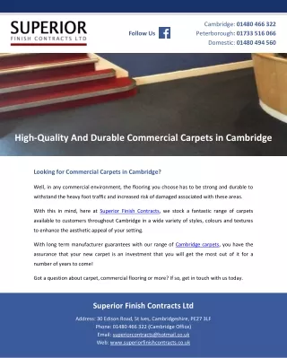 High-Quality And Durable Commercial Carpets in Cambridge